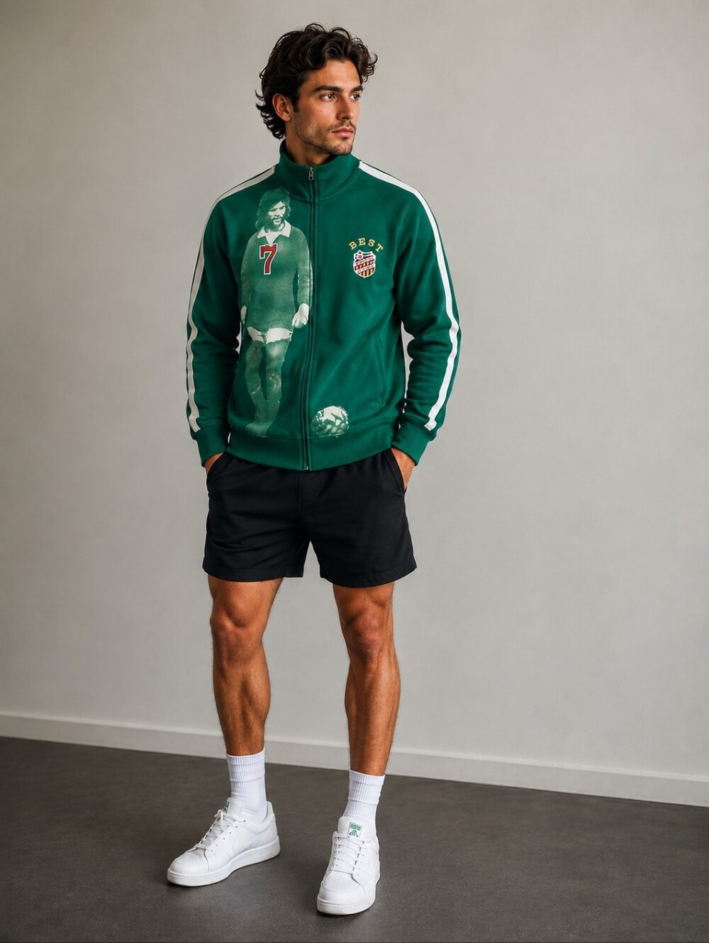 Vintage George Best “Ring Spun Allstars” Track Jacket – Green | Athletic Retro